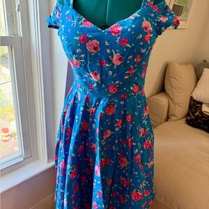 Hell Bunny Blue Pink Floral Sundress
